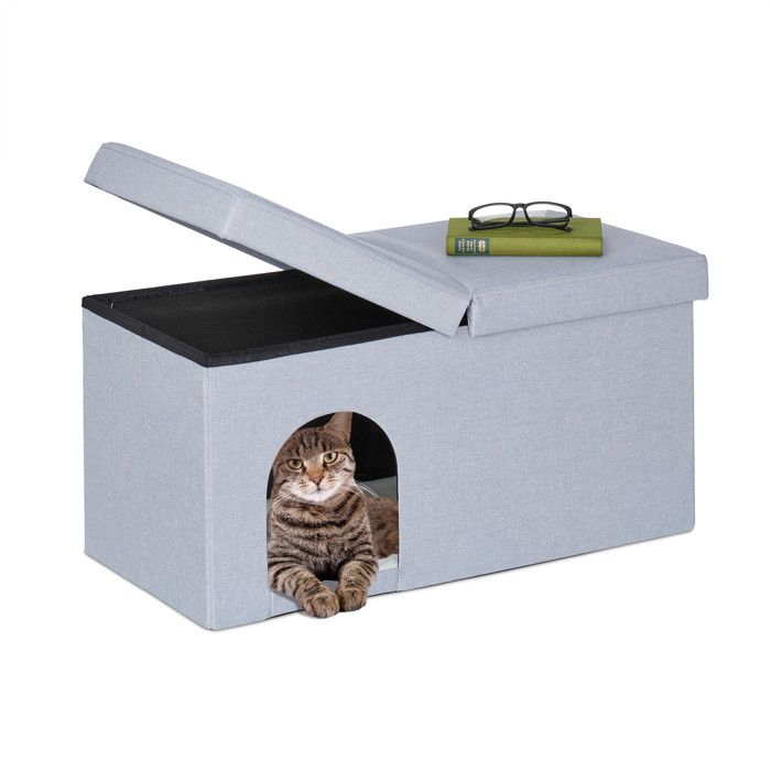 Comparer les prix de Grotte grise pour chat avec couvercle - 10045089-0