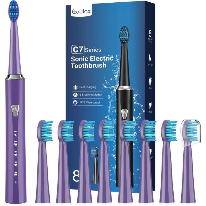 Brosse à Dents électrique Sonique YTEATH PRO - 8 Accessoires, 5 Modes, Noire, Neuve
