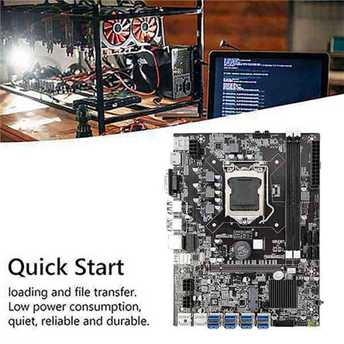 Carte MèRe MinièRe B75 BTC 8 GPU USB 3.0 Vers PCIE + Câble 6 Broches