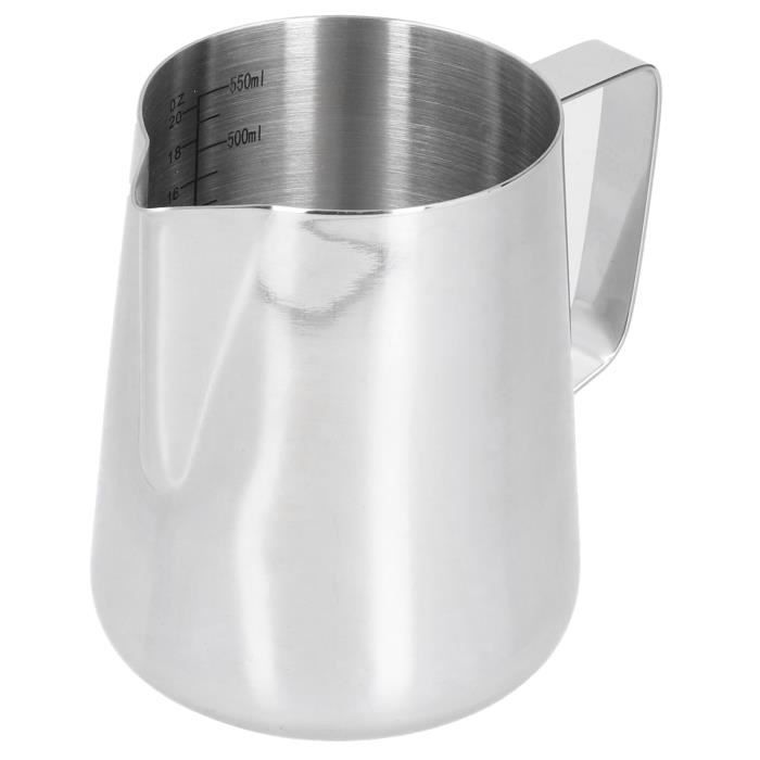 ZPSHYDFrothing Pot à mousser en acier inoxydable pour cappuccino et latte, Pichet à mousser le lait pour café, 600 ml, Argent ZPSHYDFrothing Pot à mousser en acier inoxydable pour cappuccino et latte, Pichet à mousser le lait pour café, 600 ml, Argent