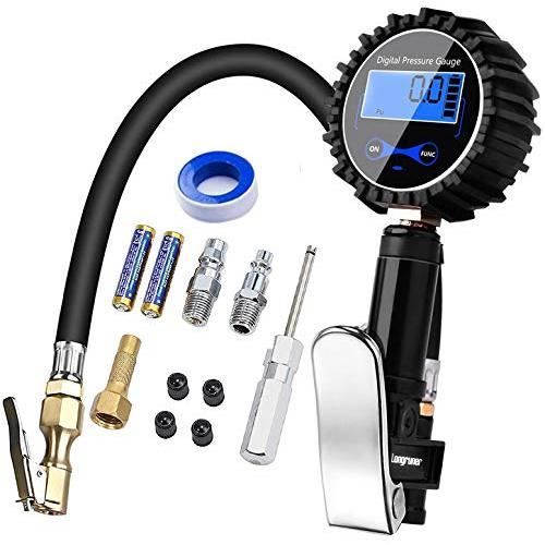 Manomètre Pression Pneu Numérique 220 PSI - Jauge Pneus Portable Avec 24 Accessoires - Voiture Moto Vélo