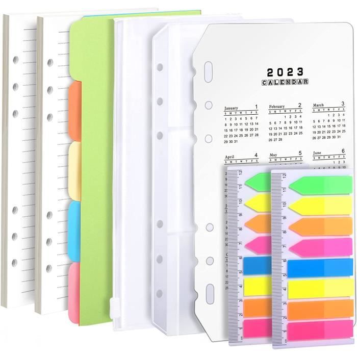 XSHAO 4 Pièces Recharge Papier A6 Quadrillé 180 Feuilles - Feuillets Mobiles 6 Trous Pour Bullet Journal, Carnet Et Croquis