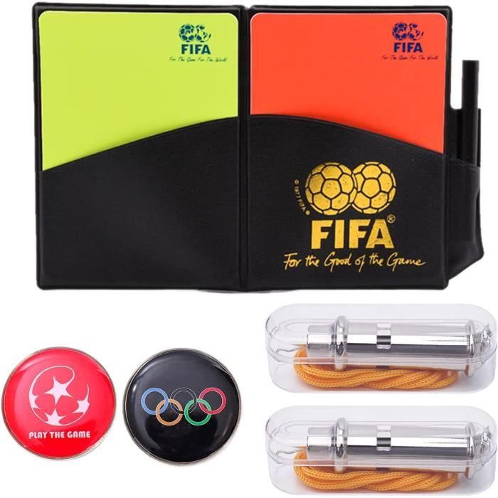 Kit Arbitre Football Complet - Cartons Rouge/Jaune, Sifflet, Carnet Notes & Monnaie - Accessoire Match