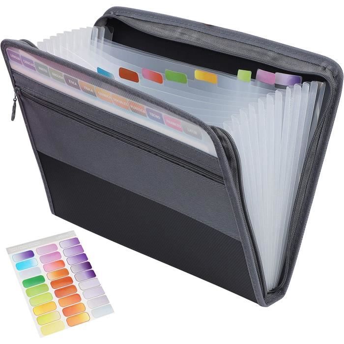 Organisateur De Documents A4 Zippé Extensible - 13 Pochettes Transparentes Pour Classer Papiers, Factures, Reçus