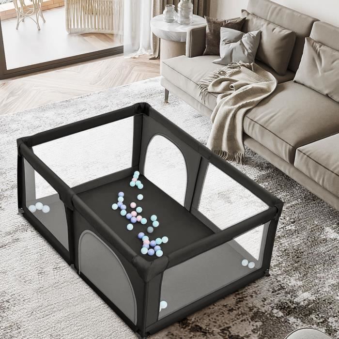 Parc Bébé Modulable 180x150x66cm - Parc Pliable Tissu Oxford Avec Sac De Rangement, Gris Foncé