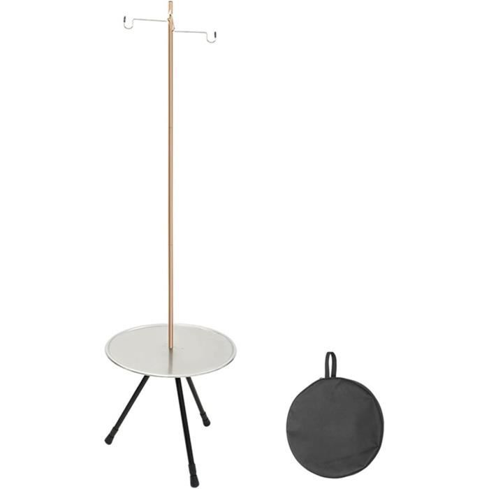 Poteau Lampe Camping Pliant Portable Aluminium - Support Lanterne Avec Crochets Randonnée Pêche Jardin