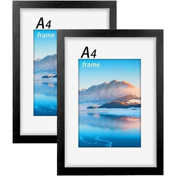 Lot De 2 Cadres Photo A4 En Bois Noir - 21 X 30 Cm - Cadre Photo A4 ...