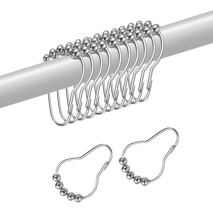 12 Crochets Anneaux Rideau Douche En Acier Inoxydable - Glissiers Métal Antirouille