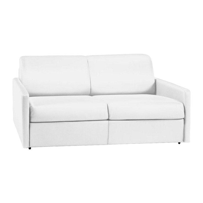 Canapé 3 places convertible express en simili blanc - Couchage à lattes larges 140 cm - Matelas 18 cm CALIFE Canapé 3 places convertible express en simili blanc - Couchage à lattes larges 140 cm - Matelas 18 cm CALIFE