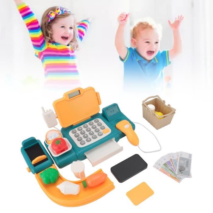 UMU® Caisse Enregistreuse en Bois pour Enfants avec Accessoires (Scanner, Terminal de Paiement, Argent de Jeu), Magasins pour Jeu de Rôle, à Partir de