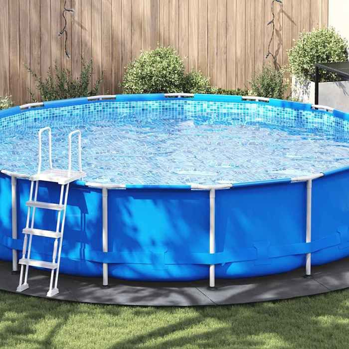 vidaXL Bâche de Piscine Tapis de Sol Rond Couverture de Piscine Protection de Piscine Jardin Terrasse Gris Clair Ø550 cm 94222