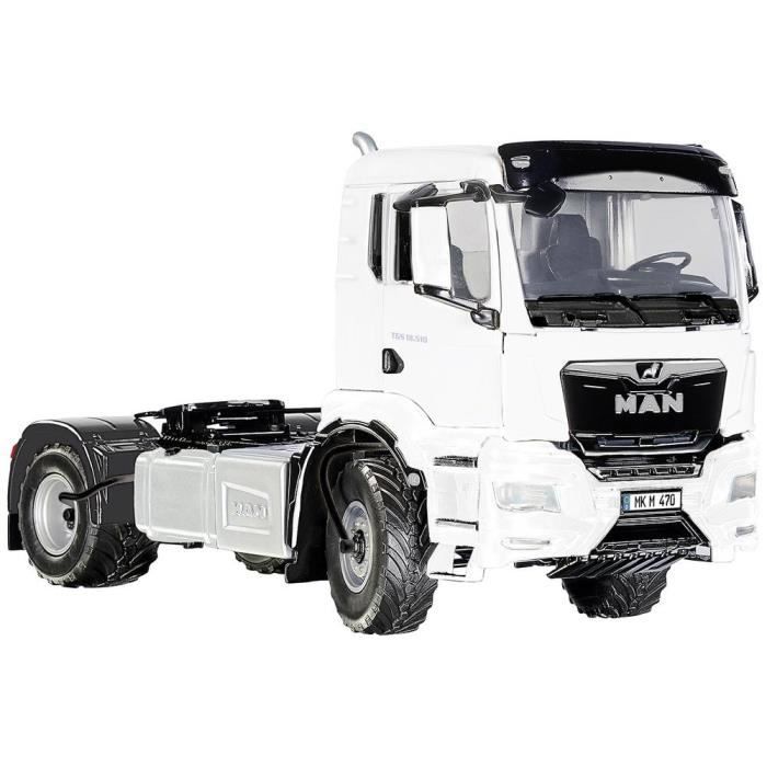 Jouet miniature de camion - Wiking - MAN Tracteur TGS 2 axes - Échelle 1:32 - 4 roues motrices - Blanc