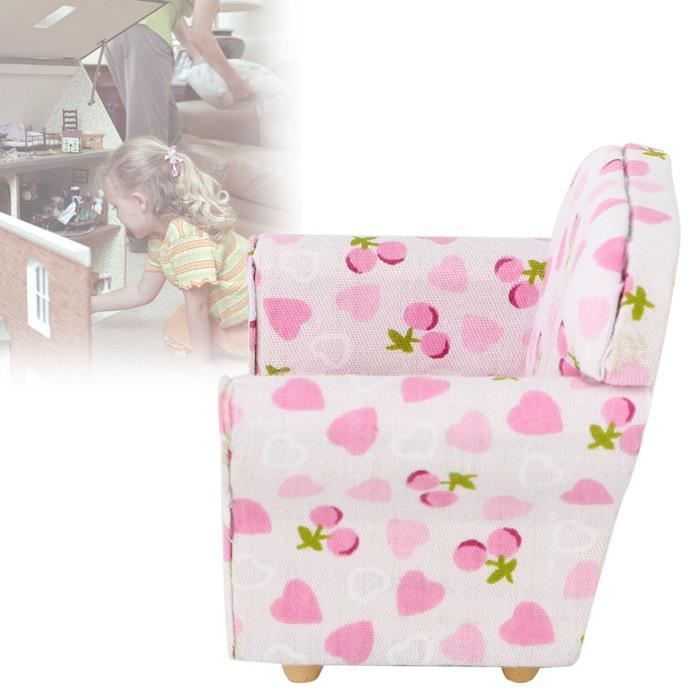 Mini Canapé 1:12 Pour Maison De Poupée – Modèle Simple Avec Oreiller, Bois Et Tissu, 8,4x7,3x6 Cm, Accessoire Déco Enfant