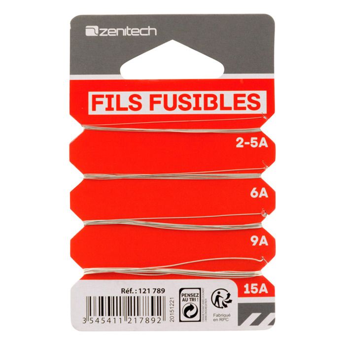 Fil fusible plomb 2-5A + 4-5A + 6A + 9A