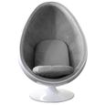 Fauteuil pivotant Oeuf, Egg chair coque blanche / intérieur tissu gris. Design 70's. gris Velours Inside75-1