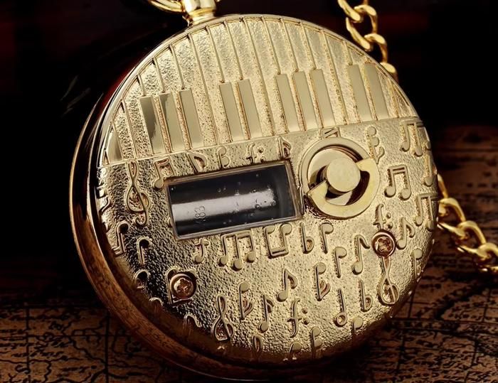 Montre de poche musicale avec mélodie « Happy Birthday » - Cadeau d' anniversaire vintage pour les membres de la famille, les amis - Montre de poche pour homme (couleur