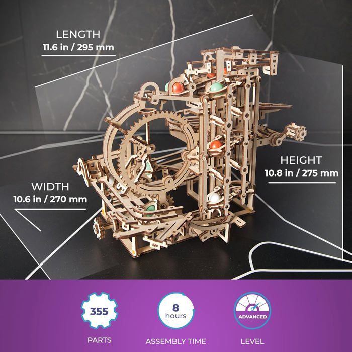 Leukip Circuit à Billes En Bois Charlie – Puzzle 3D, 237 Pièces, Découpe Laser, Sans Colle – Cadeau Adulte Dès 12 Ans