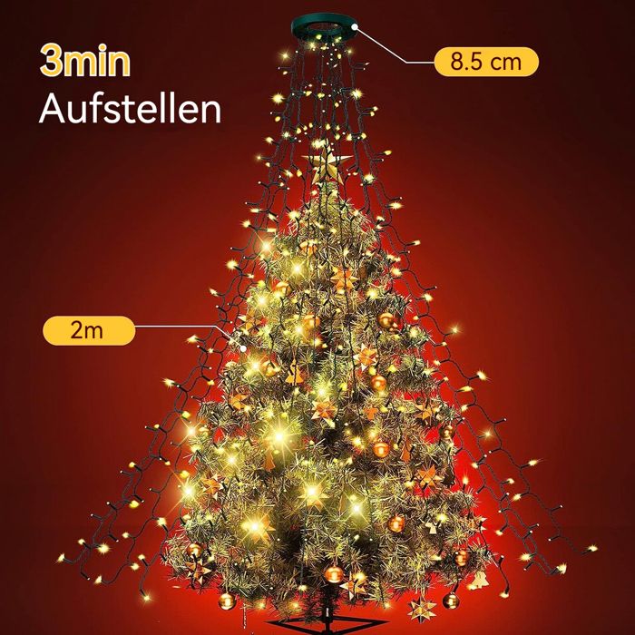 Sapin De Noël Lumineux 2,3 M - 292 LED Blanc Chaud & Multicolore - Télécommande Et Minuterie - Extérieur/intérieur