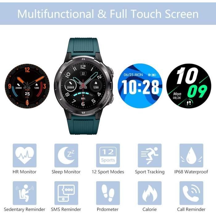 KUNGIX Montre Connectée, Montre Intelligente Femme Homme Fitness