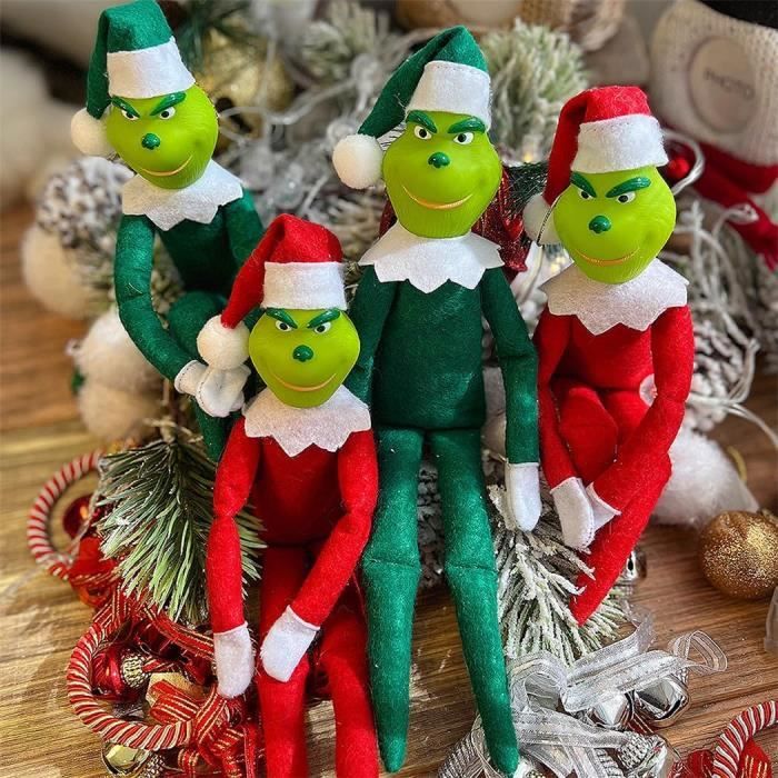 Peluche poupée grinch sur étagère jouet ornements elfe pendentif arbre de  Noël d