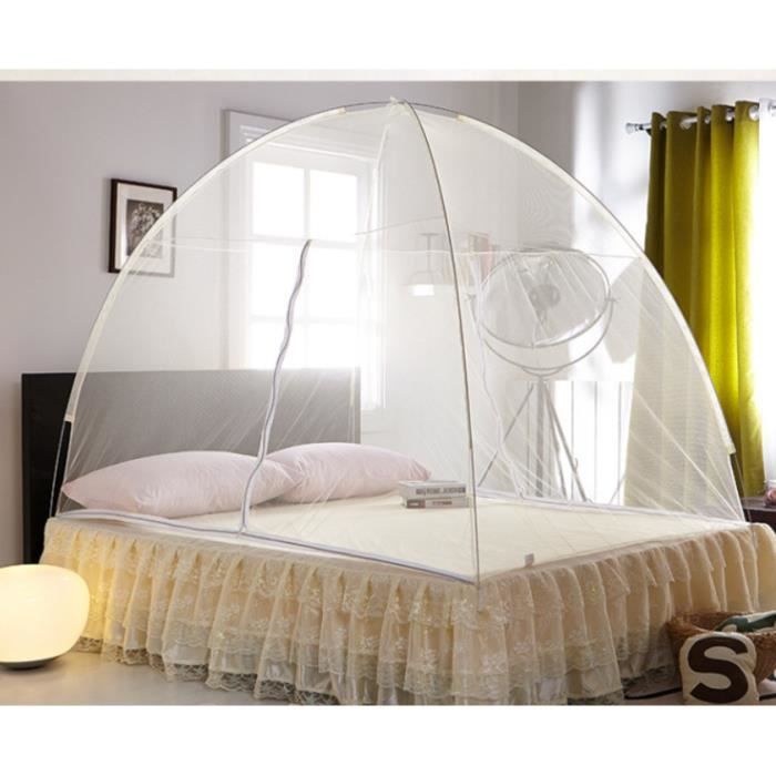 Moustiquaire De Lit Ronde Pour Lit Double - Ciel De Lit Pliable Portable 60 X 250 X 1200 Cm Blanc