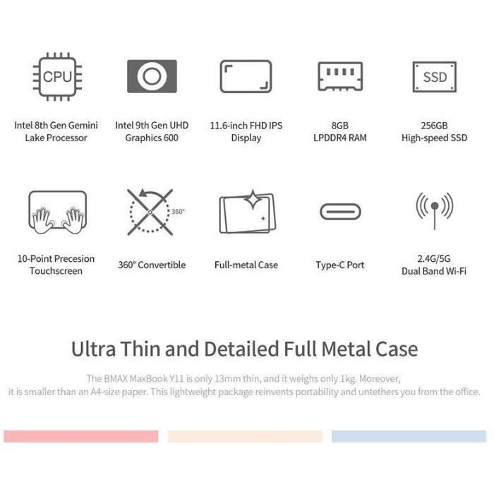 BMAX Y11 Ordinateur Portable à 360 Degrés1