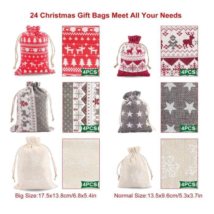 Calendrier De L'Avent à Remplir Soi-même - 24 Sachets En Tissu Pour Noël 2025 - DIY Décoration Enfant