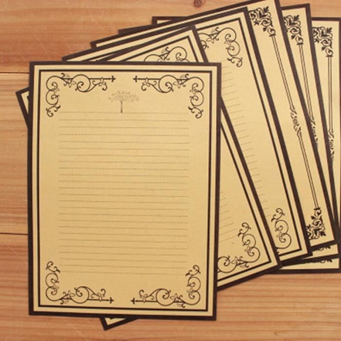 Lot De 8 Feuilles De Papier à Lettre Vintage - Motif Fleur De Prunier - Pour Calligraphie, Invitations, Notes - Format 21.5x15 Cm - 5