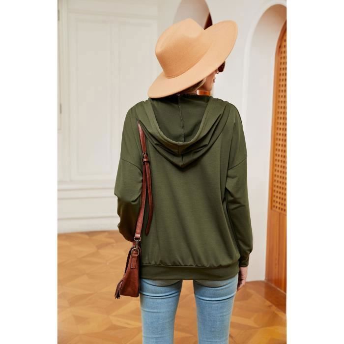 Dokotoo Sweat Femme Capuche Manches Longues - Sweat Loose Gaufré Chic Printemps Automne