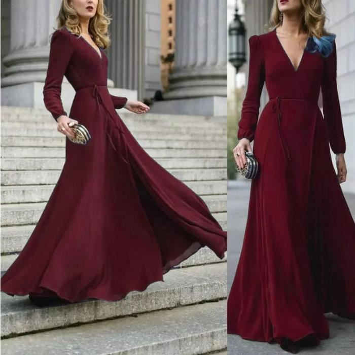 Robe de soirée élégante à manches longues pour femmes Noir - Cdiscount  Prêt-à-Porter