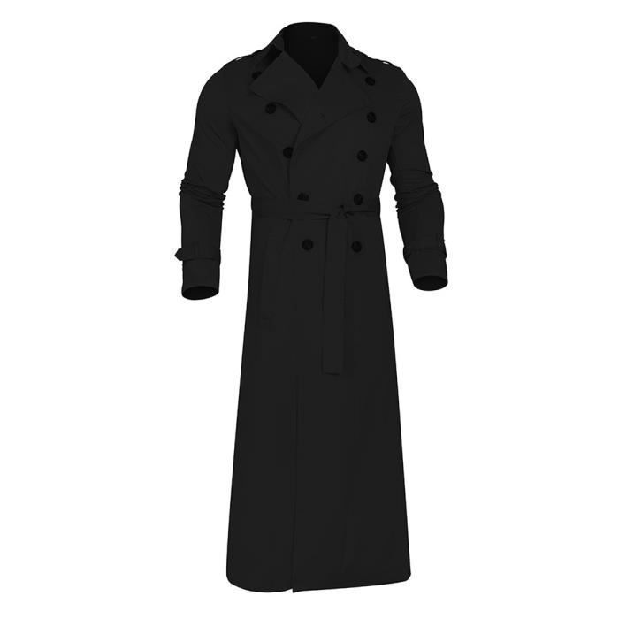 Trench Homme Noir MISSMAO Coupe Vent Ceinture Double Boutonnage Noir Cdiscount Pret a Porter