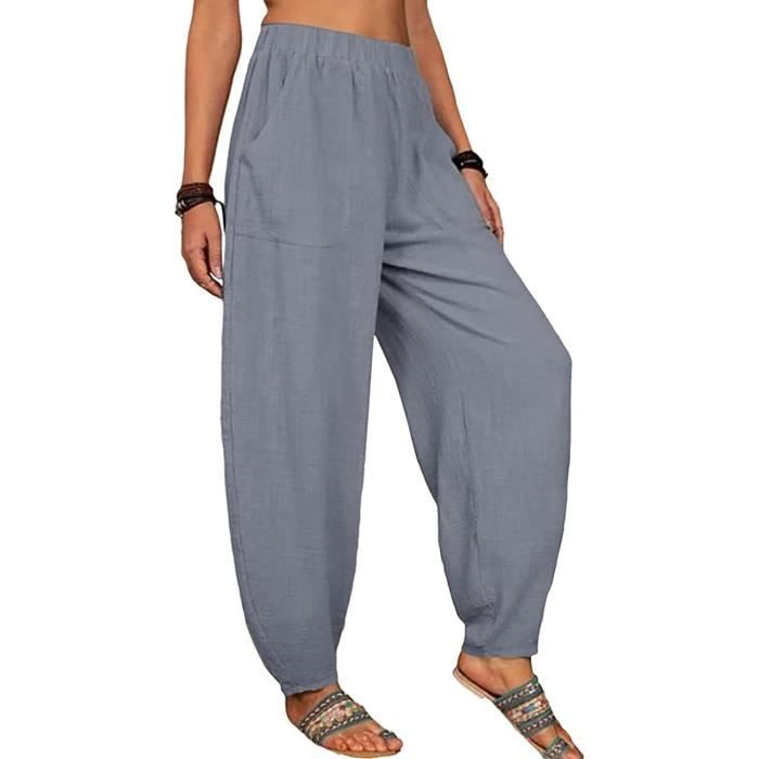 Pantalon Léger Été Femme Yoga Sarouel Grande Taille - Fluide Ample Hippie Chic