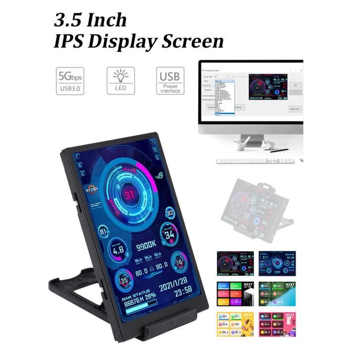 Mini Ecran Usb Mini écran IPS USB 3.5in pour Moniteur CPU PC,CPU RAM HDD Affichage de ...