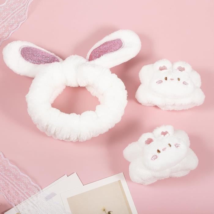 4 Pièces Bandeau Oreilles De Lapin Mignon Avec Carotte Pour Soin Visage Et Maquillage 95879979
