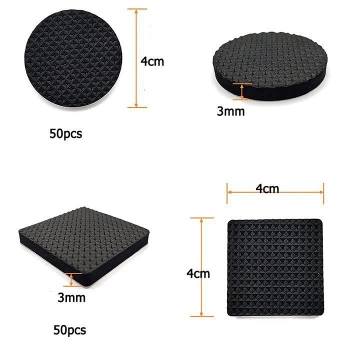 4 Patins Antidérapants pour Tapis ou Paillasson Coussinets Caoutchouc 15x11cm