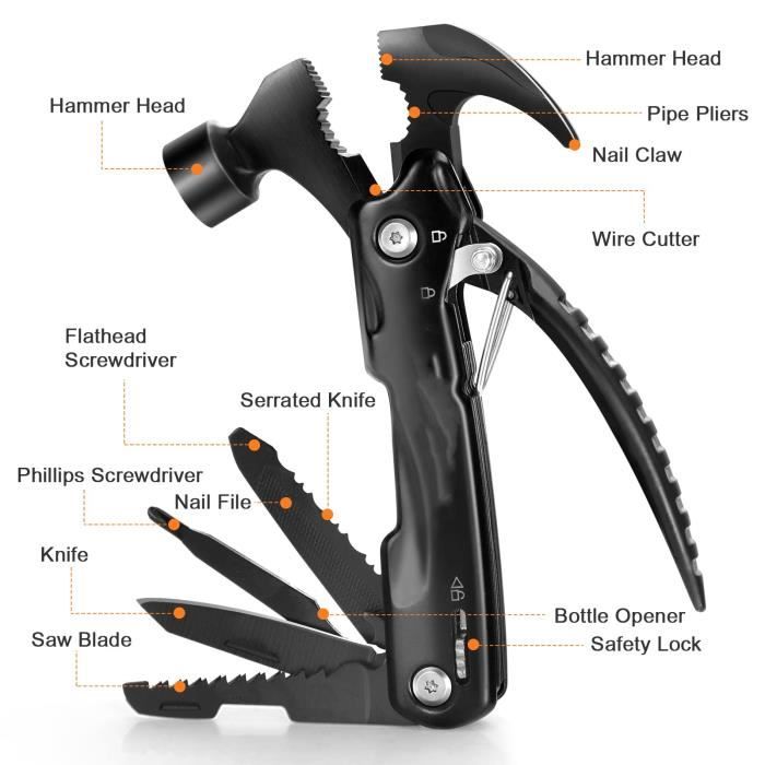 FLISSA Pince Multifonction En Acier Inoxydable 16 En 1 Avec Verrou De Securite Couteau Multifonction Avec Etui Pince Regle Tournevis Lime Pour Survie Camping Randonnee Vert 80248889