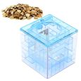 Atyhao Pot d'argent Mini tirelire innovant jeu de labyrinthe boîte à monnaie jouet éducatif cadeau pour enfants enfants(Bleu )-2
