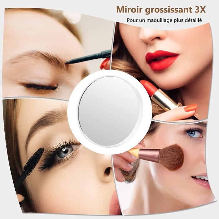 Miroir de Maquillage LED Lumineux Tactile 5 x Grossissement L56 x l48 CM  Rotation 360° 3 Couleurs Eclairage - Costway