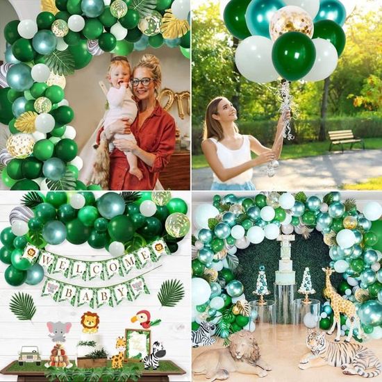 Acheter 60 pièces Jungle ballon guirlande arc Kit or vert ballons arche  pour sauvage une fête d'anniversaire Safari thème Tropical bébé douche  approvisionnement