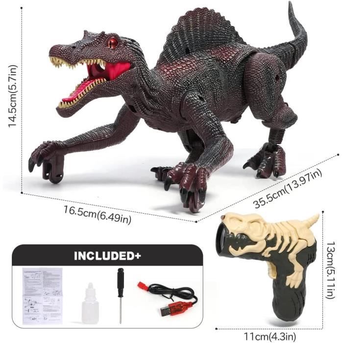 Dinosaure Télécommandé PREBOX – Rugissements, Spray, Queue Qui Bouge, Roues Avant, Cadeau Garçon 3-12 Ans