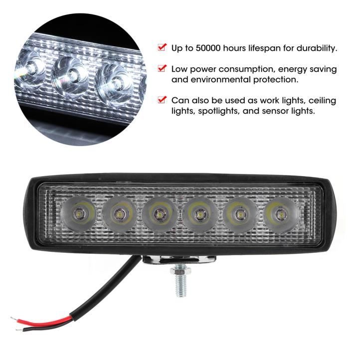 4x 18W 1620LM Lampe de travail 6 LED barre de phares antibrouillard pour  camion voiture tout-terrain moto