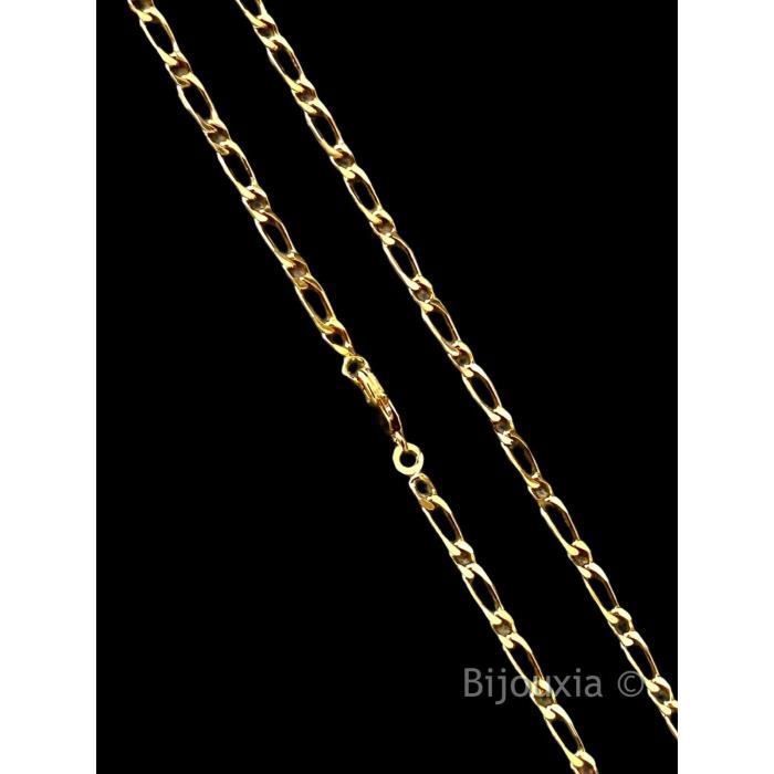 Chaîne Maille Figaro Plaqué Or 18 Carats - Longueur 40 Cm