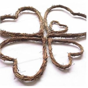 Couronne en osier naturel en forme de cœur - Décoration murale rustique en forme de vigne - À suspendre