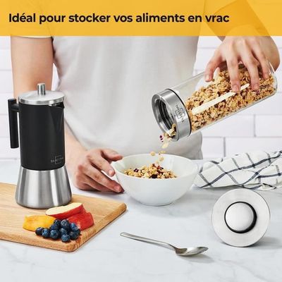 SILBERTHAL Lot De 4 Bocaux En Verre Hermétiques Avec Couvercle à Vis Et Mécanisme à Clic