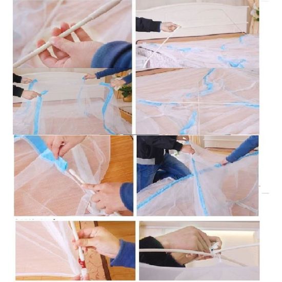 Xmart Moustiquaire Lit 200x200x180 Cm Blanche – Carrée 2 Places Avec Sac – Intérieur & Camping