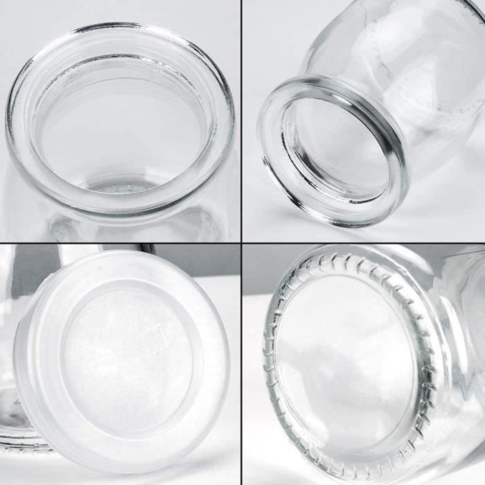 12pcs pots de yaourt en verre avec couvercles hermétiques pour les  yaourtières, pudding Cup Glass Creme Brulee Bottle 150ml