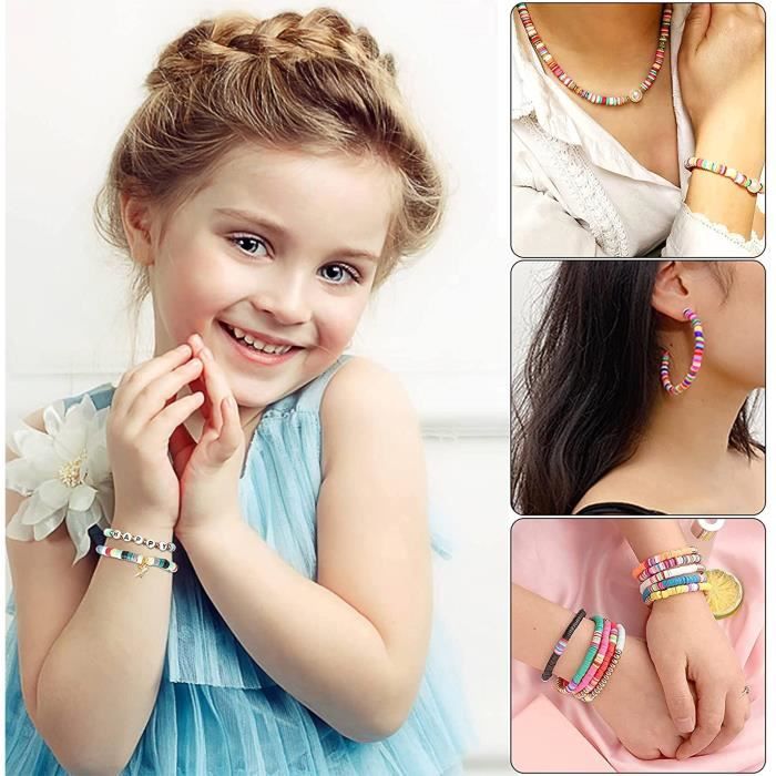 5000 Pièces Perles pour Bijoux DIY Bracelet Coloré, Perles Heishi pour la  Fabrication