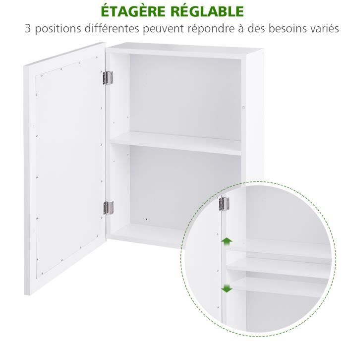 kleankin Armoire à pharmacie lumineuse à LED avec miroir, 90,2 x 64,8 cm (l x H), armoire de