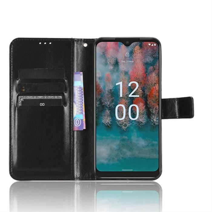 Custodia In Pelle Per Nokia C12 (6.3″) Topme – Cover Con Design Gatto E Albero, Protezione Antiurto, Blu