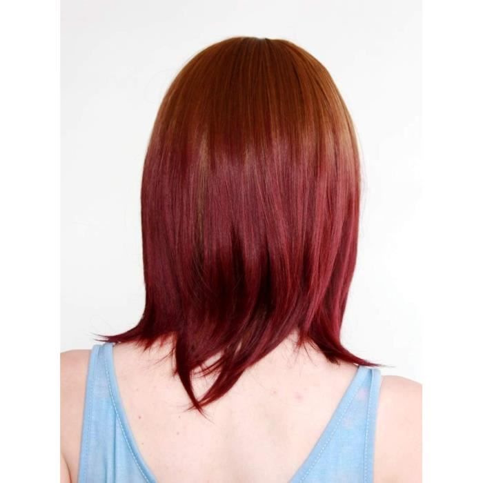 Perruque Longue Synthétique Rouge Foncé Avec Frange - Longueur 65cm - Bonnet Moyen - Neuf Sans étiquettes